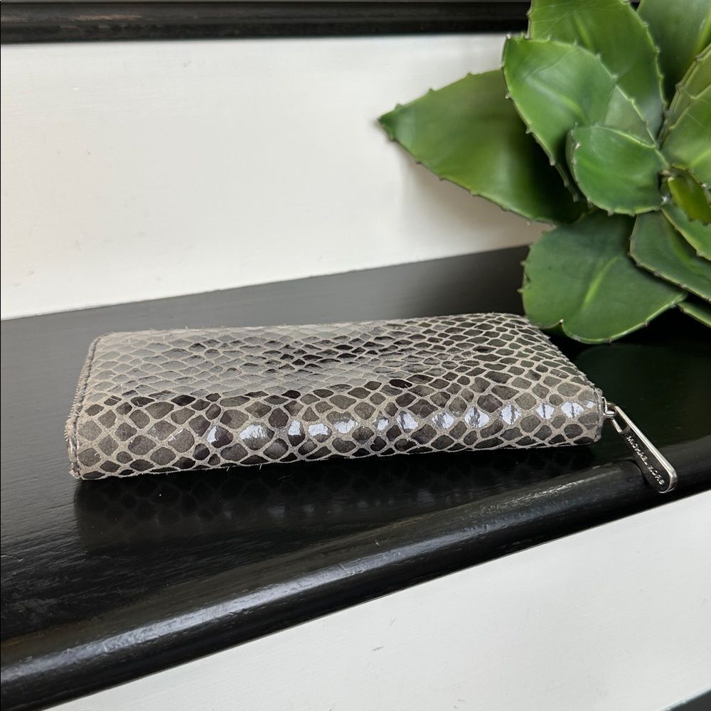 Michael Kors Genuine Leather Python Embossed Zip-… - image 5